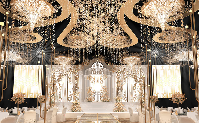 红山街道花木兰喜事汇金色大厅效果展示